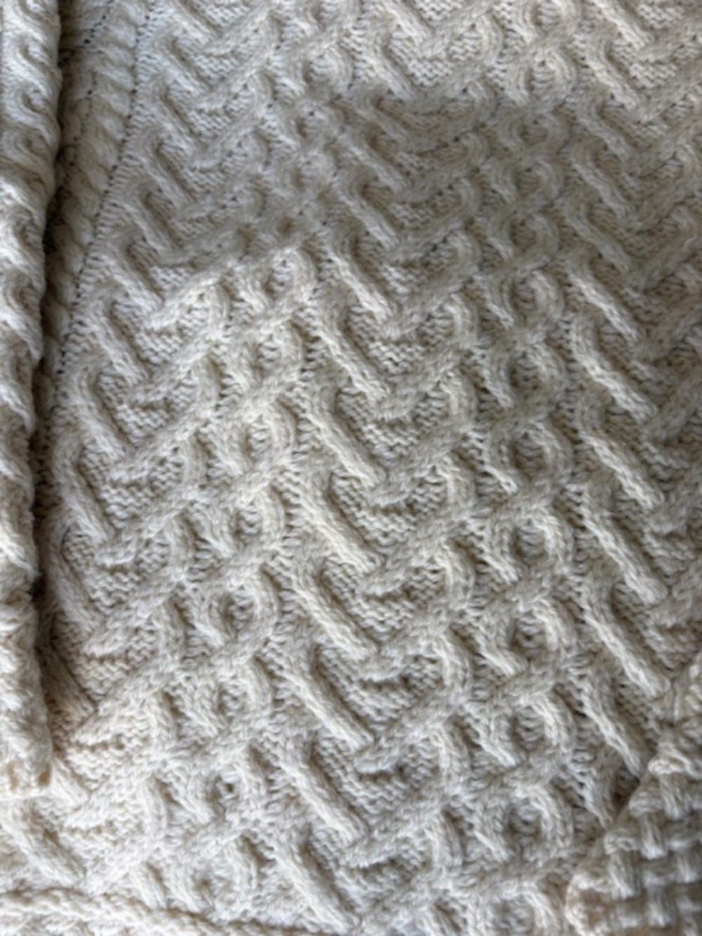 ARAN MOR Women's sz S Irish cable knit sweater polo neck natural white - Picture 10 of 14